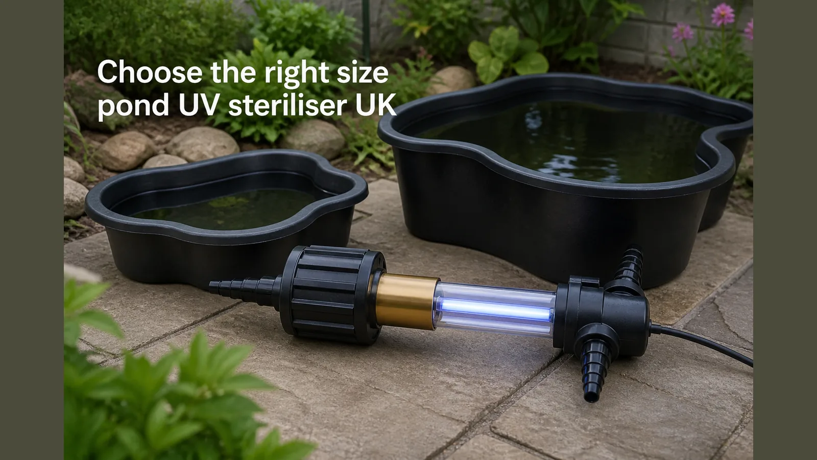 UK guide visual for choose the right size pond UV steriliser UK