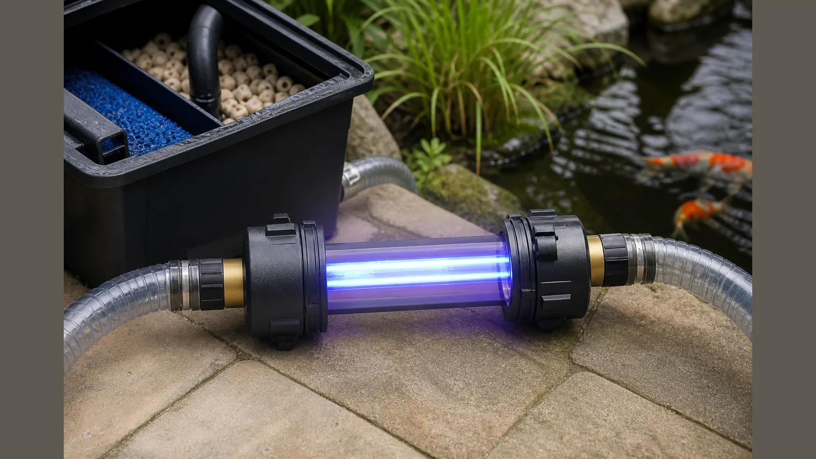 UK guide visual for how a pond UV steriliser works UK